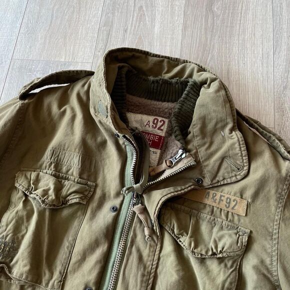 Abercrombie & Fitch Men's Y2K Military Green Field Jacket HTF 90's Vintage Large - Picture 3 of 8